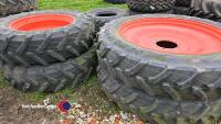 Trelleborg 380/90R50 10 stud and 380/85R34 12 stud row crop wheels to fit Fendt 60% tread all round - good - 7