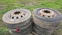 6 x lowloader wheels on rims 215/75/17.5 - 2