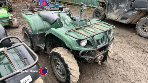 Yamaha Grizzly 350A 2wd ATV (Quad Bike), electric start, fully automatic transmission, tow hitch, front and rear racks and front winch, tyres good. Not road registered. Good working order ready to work., key in office