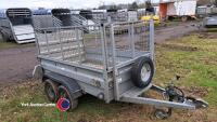 Graham Edwards 7ft x 4ft twin axle unbraked trailer with mesh cage sides and ramp back. Recently serviced and new tyres - 2