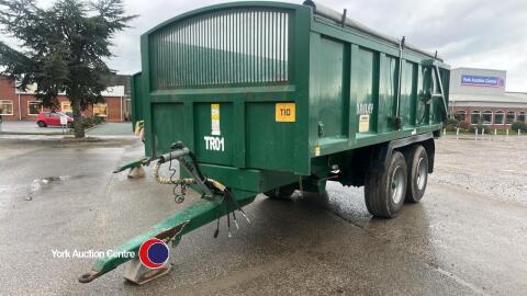 2016 Bailey TB12 grain trailer, commercial axles, hydraulic rear door, roll over sheet, sprung drawbar