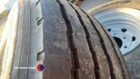 2x 8-stud super-single trailer tyres on rims 385/65R22.5 - 3