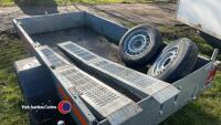 Indespension 8ft x 4ft trailer, new higher load rated wheels and tyres, braked and suspension, drop down back, all lights work, ramps and 2 spare wheels, ready for work - 4