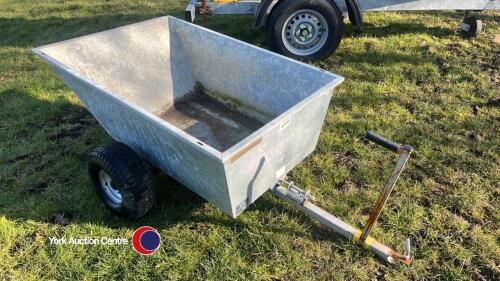 SCH 500kg Galvanised tipping dump trailer for lawn tractor or quad featuring wide wheels, British Made