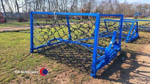 16ft hydraulic folding grass harrows c/w new mat