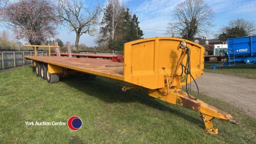 Larrington 42ft tri axle flat trailer, sprung drawbar
