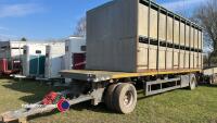 22 ft trailer air brakes air suspension c/w 20 ft livestock box no decks inc 2 piece dividing gate