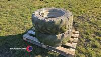 2 x wheel centres and tyres off Manitou MLT 75 - 5