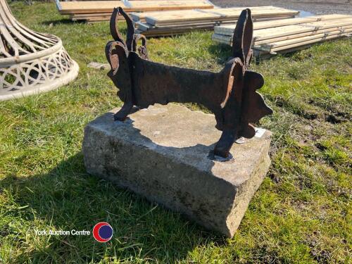 Old boot scraper set in yorkstone
