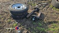 2 x heavy duty Stub axles with wheels to fit, new