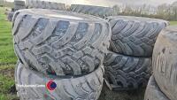 4 x 680/55 R26.5 80% trelleborg tyres on 8 stud rims