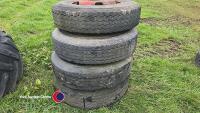 4x 11R22.5 wheels and tyres