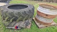 16.9 R38 dual rims with tyres, clamps in office - 3