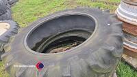16.9 R38 dual rims with tyres, clamps in office - 4