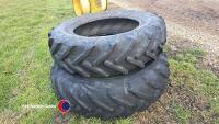 Pair of 16.9-34 tyres 60%, good - 3