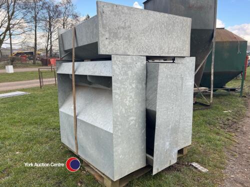 4 galvanised hopper feed troughs
