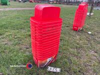15 x red buckets with lids