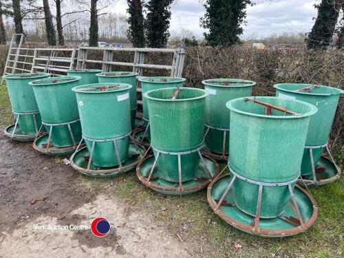 10 x Osborne big wheel pig feeders