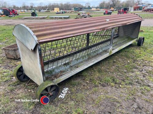 Sheep hayrack feeder on wheels