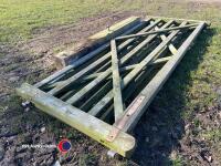 Pair of 10ft wooden gates c/w one wooden post