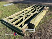 Pair of 10ft wooden gates c/w one wooden post - 3