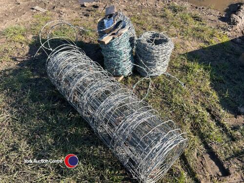 3 x reels barbed wire and sheep wire