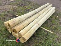 12 x 7ft tanalised fencing posts, new - 3