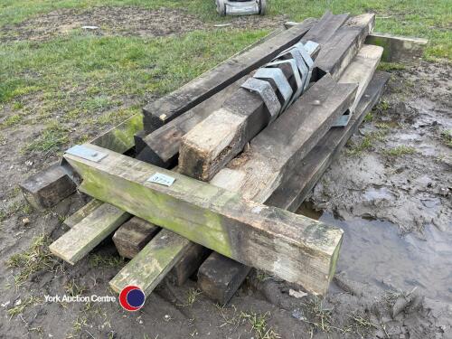 Post and rail decorative fencing with metal brackets