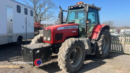 Massey Ferguson 6465 Dyna shift 4wd tractor, 40kph, cab suspension, 3 spools, clock broken. Est 11000hrs, 2004 - V5 in office
