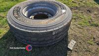 2 x 385/65/22.5 wheel and tyres