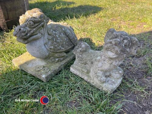2 x small stone garden ornaments