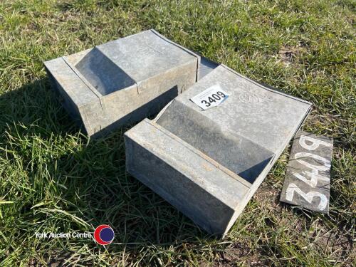 2 metal poultry feeders