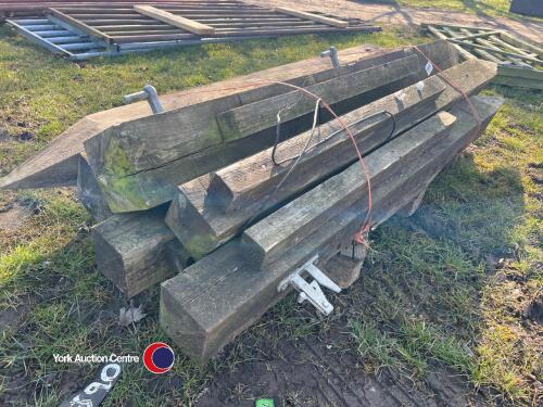 6ft x 7ft 6ins wooden gate posts with crooks