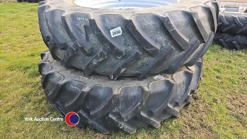 Pair 480-85R42 wheels, Mitas tyres, 70%