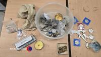 Quantity of collectables and bric a brac, including British and foreign coins, army service buttons, Robertson jam character labels and Boys Brigade badges - 2
