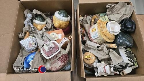 2 x boxes of decorative and novelty jugs, teapots and other items