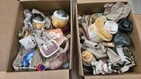 2 x boxes of decorative and novelty jugs, teapots and other items