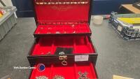 Jewellery box with costume jewellery contents - 2