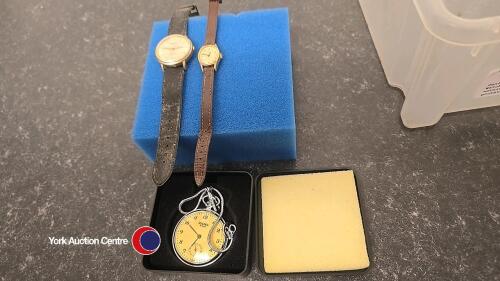 Gents Seiko Seahorse Watch circa 1980 working plus Sekonda pocket watch and ladies Timex watch