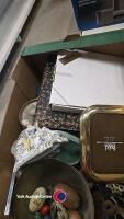 2 x boxes of assorted household ornaments including brassware, clock and N figurine - 6