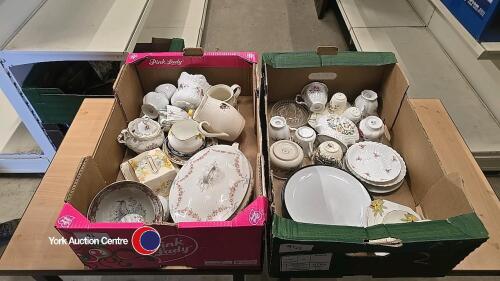 2 x boxes of assorted tableware including Royal Albert