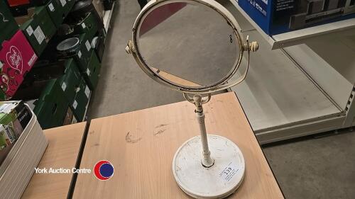 Antique cast iron adjustable men's shaving mirror stand