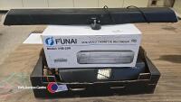 HP printer, VHS cassette recorder and Polaroid sound bar