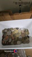 Box of watches and foreign coins inc 3 men's watches, ladies watch and bangle plus foreign coins - 2