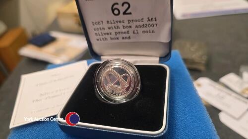 2007 Silver proof £1 coin with box and certificate