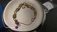 Ladies 9ct gold leaf & link design bracelet inc charm. 12.7 gramms - 2