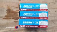 3 x packs of 5000 Arrow T5 staples, 6mm - 3