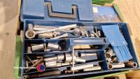 3 x boxes of assorted garage tools, socket sets and 2 calipers - 3