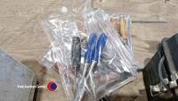 Box of chisels and wood turning chisels