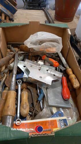 Box of assorted hand tools and files